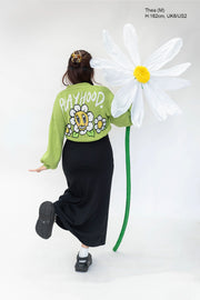 Green Hoodie Daisy Crop Cardigan
