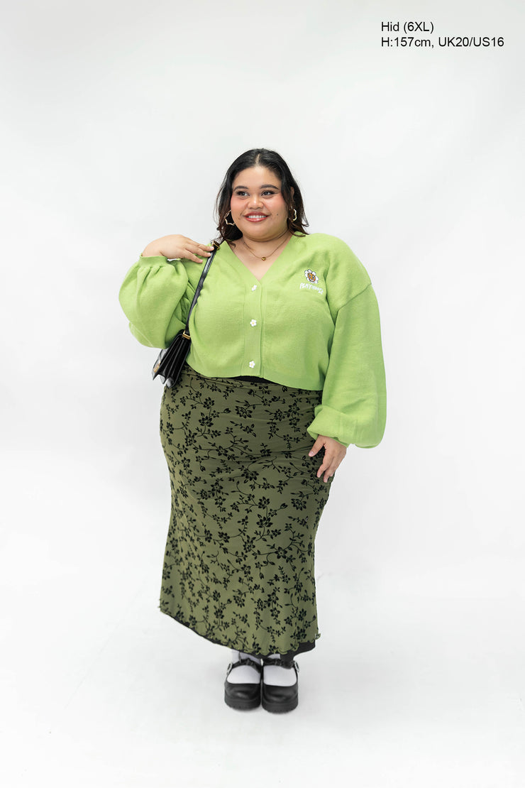 Green Hoodie Daisy Crop Cardigan