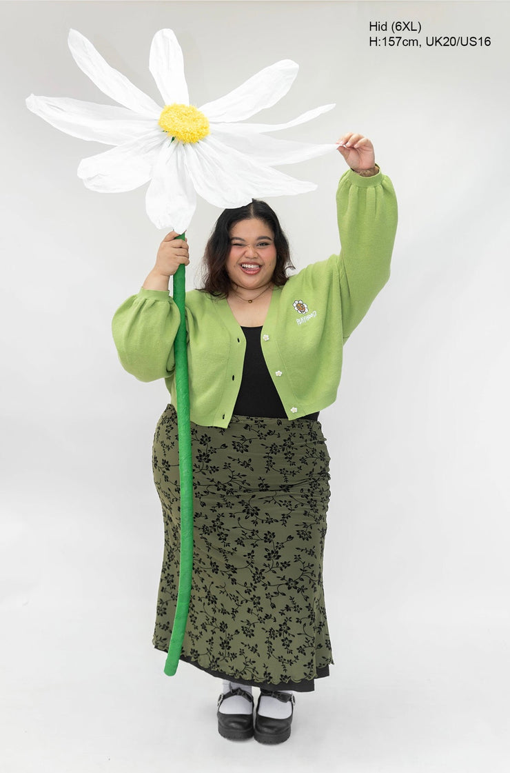 Green Hoodie Daisy Crop Cardigan