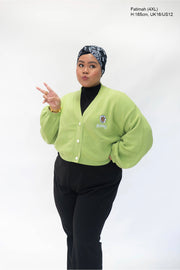 Green Hoodie Daisy Crop Cardigan