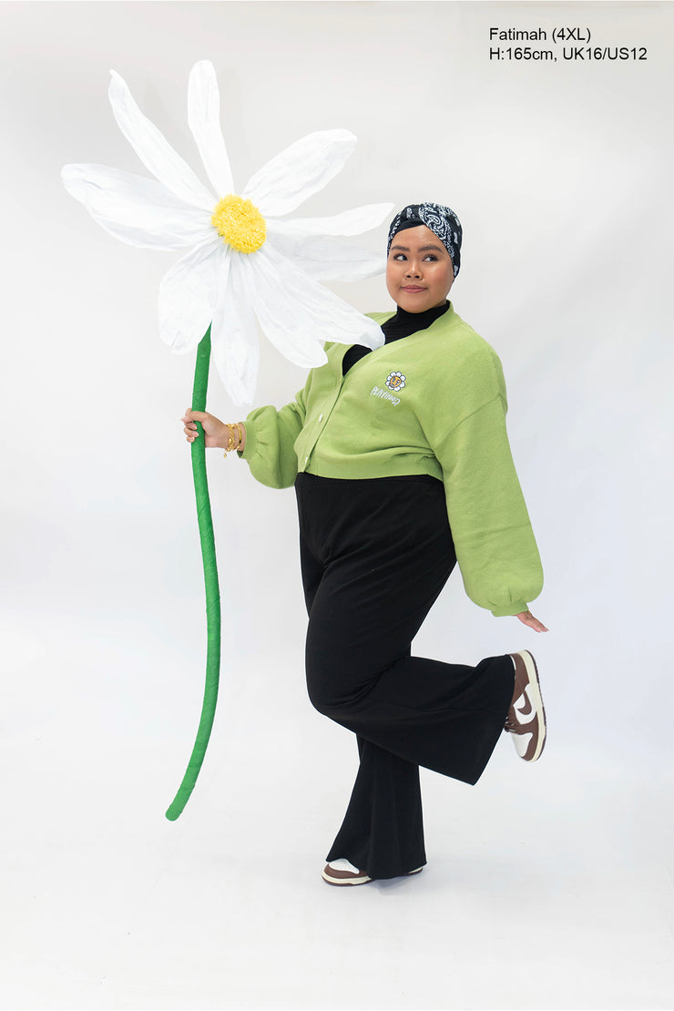 Green Hoodie Daisy Crop Cardigan