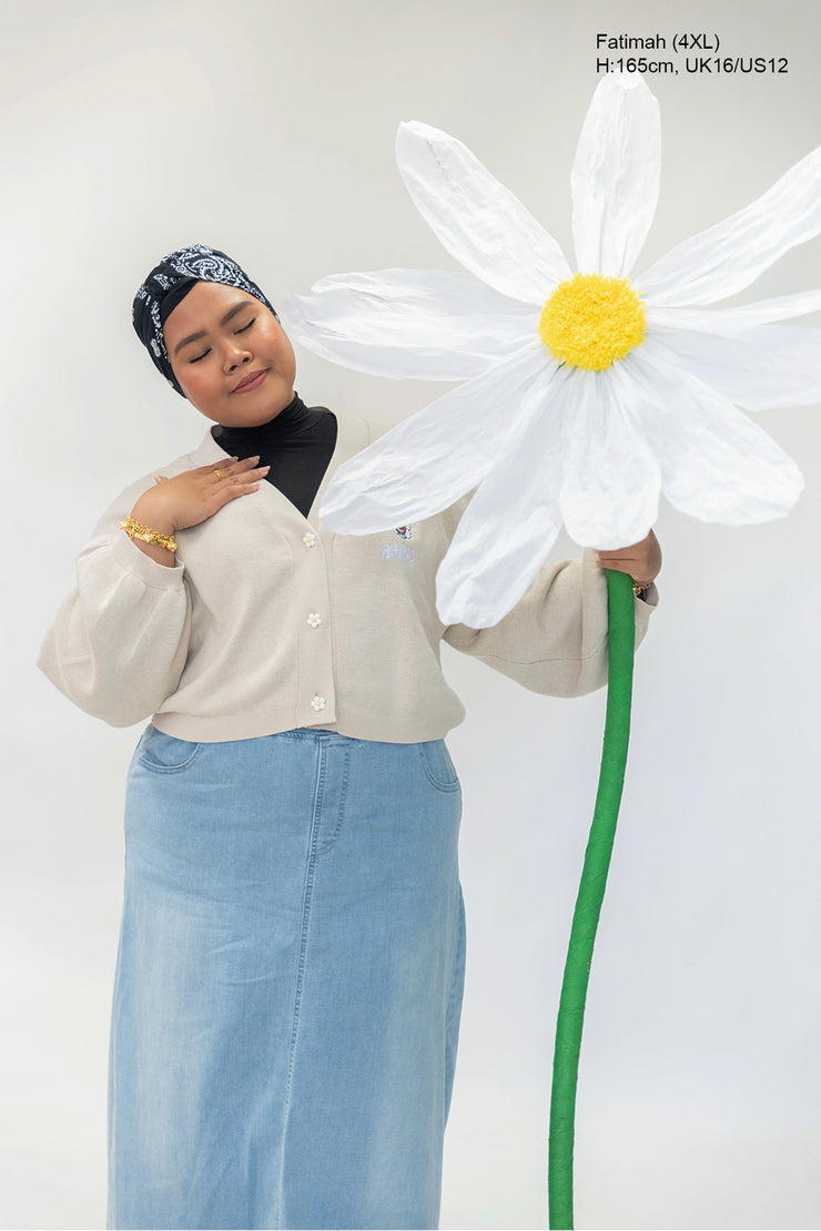 Creme Hoodie Daisy Crop Cardigan