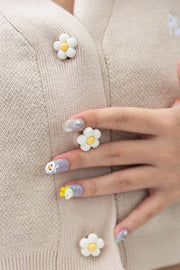Creme Hoodie Daisy Crop Cardigan