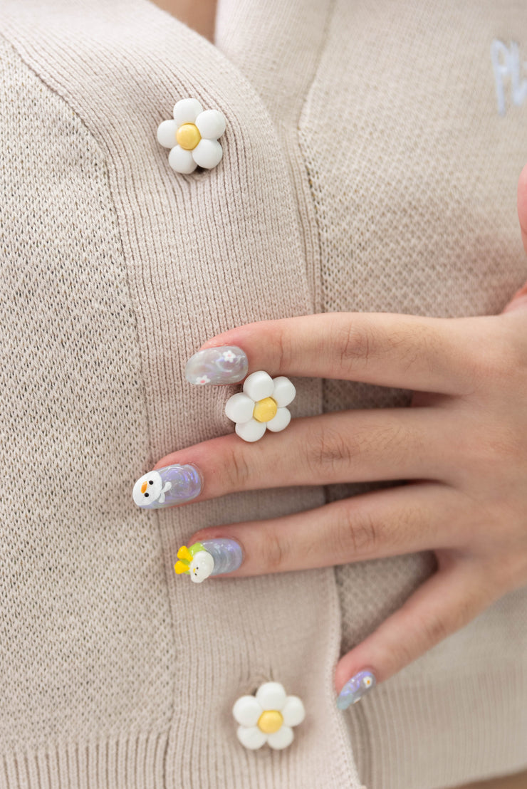 Creme Hoodie Daisy Crop Cardigan
