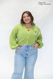 Green Hoodie Daisy Crop Cardigan