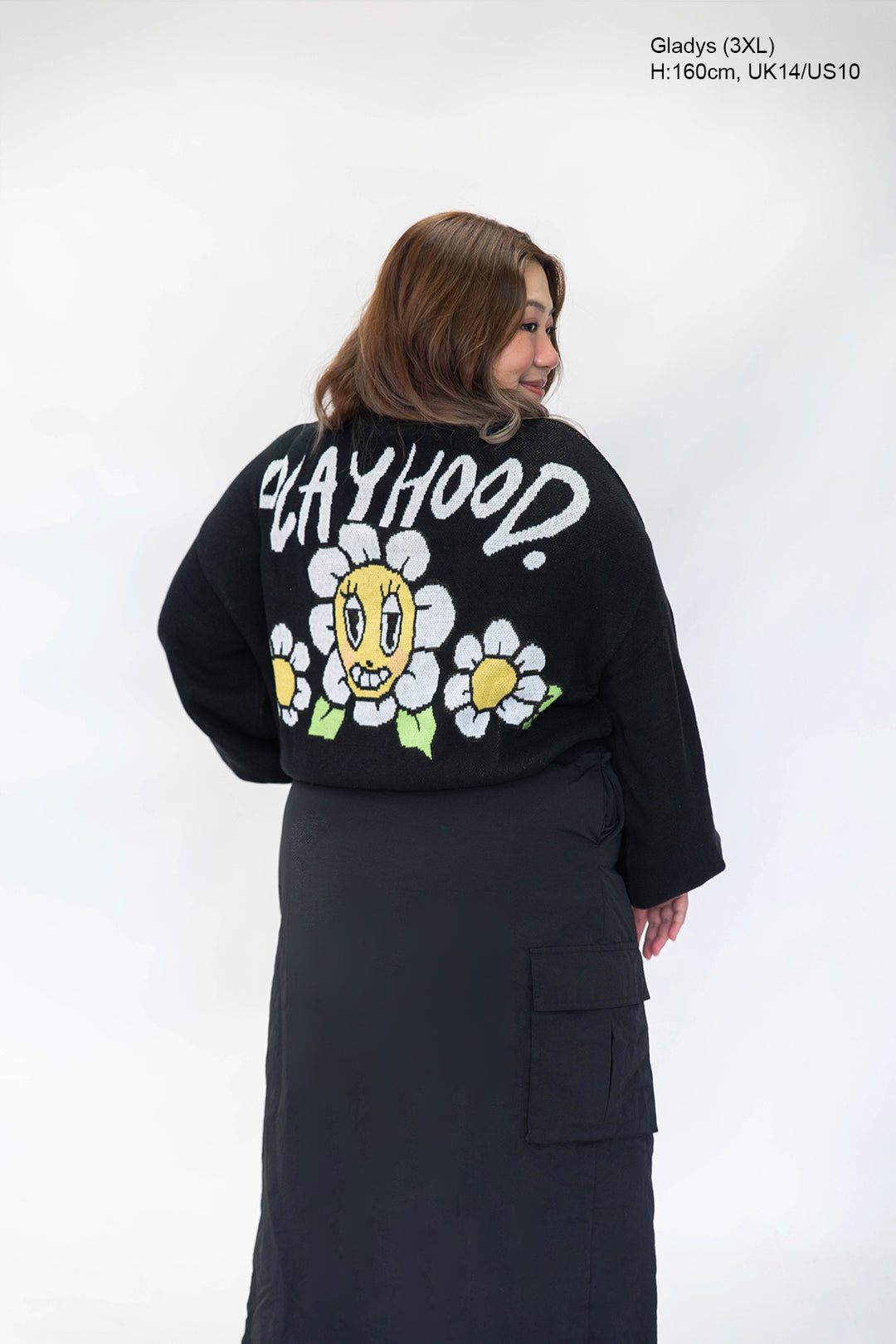 Black Hoodie Daisy Crop Cardigan – Playhood