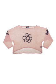 PEACH DAISY MESH SWEATER