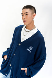 Navy Blue Hoodie Hood cardigan