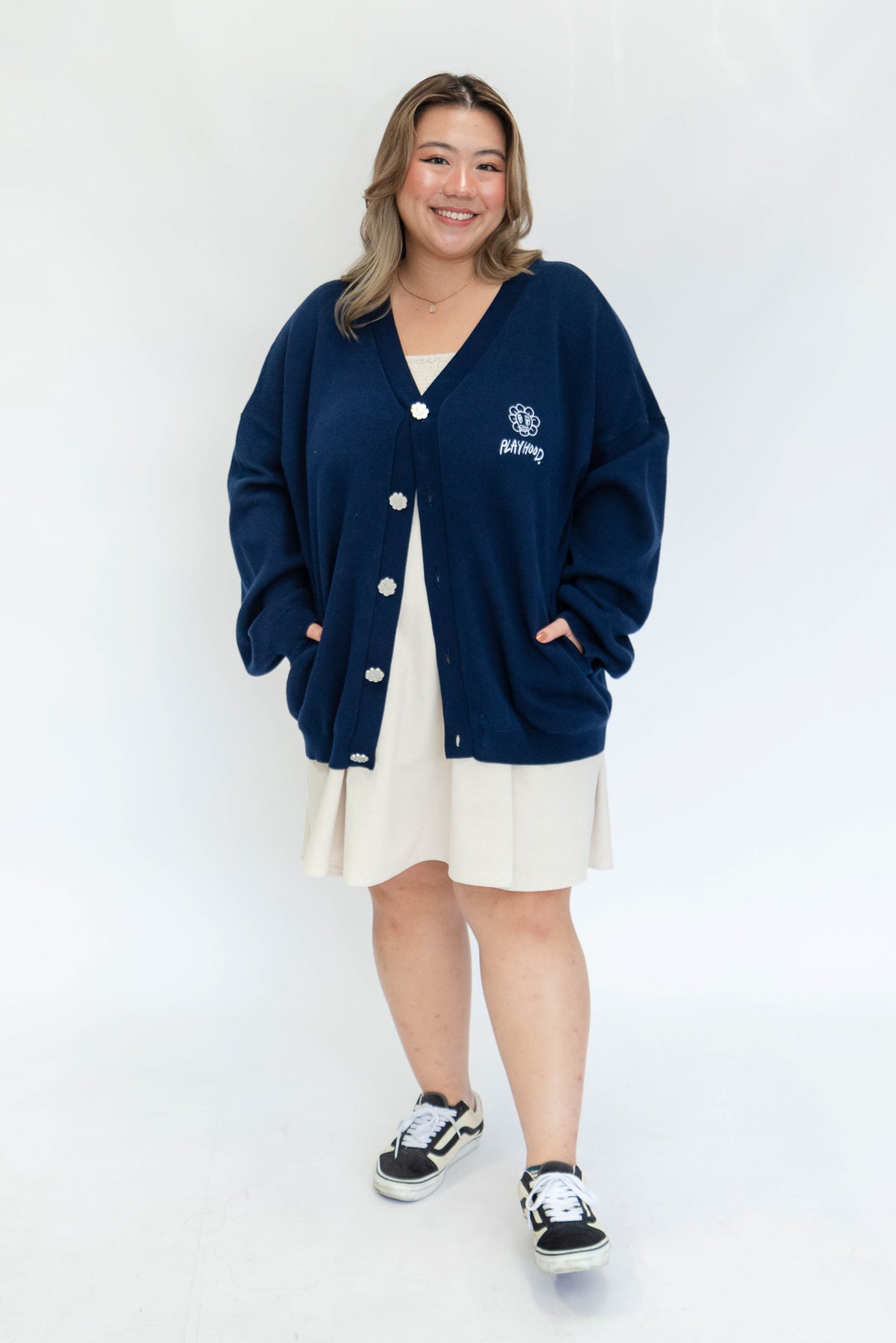 Navy blue sales hooded cardigan