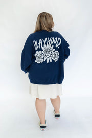 Navy Blue Hoodie Hood cardigan