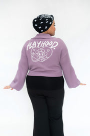 Purple Hoodie Lover Crop Cardigan