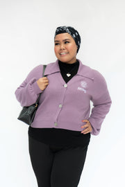 Purple Hoodie Lover Crop Cardigan