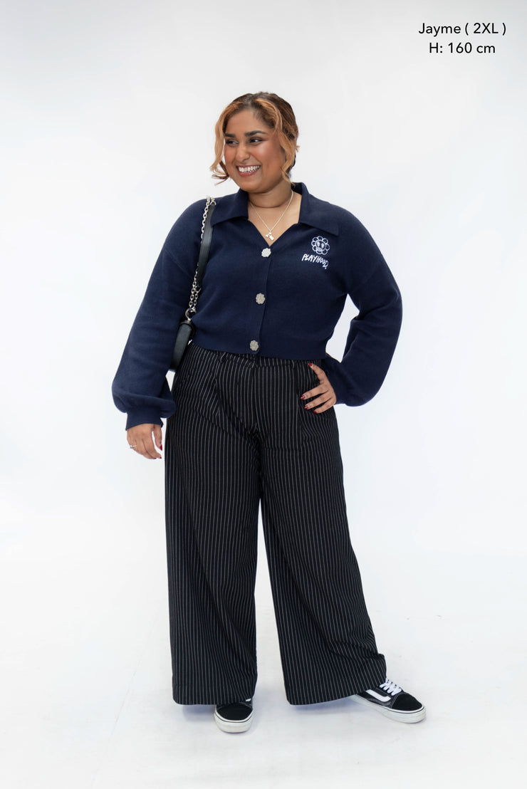 Navy Hoodie Lover Crop Cardigan