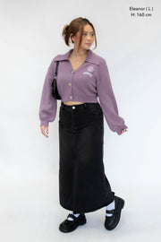 Purple Hoodie Lover Crop Cardigan