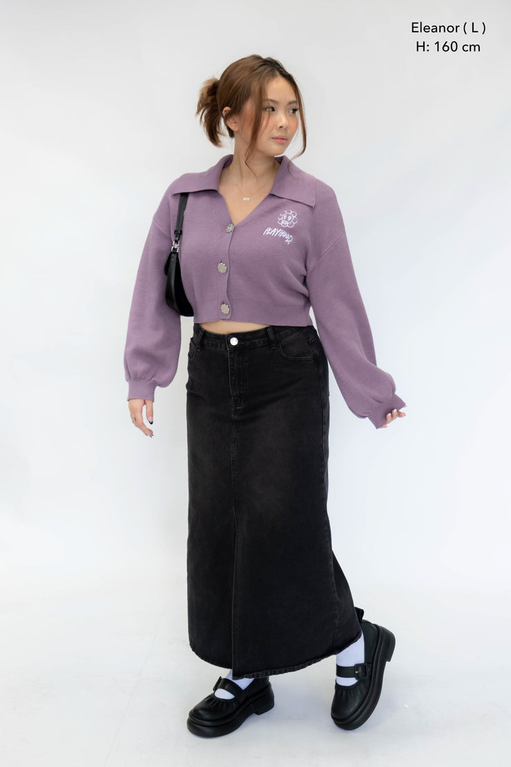 Purple Hoodie Lover Crop Cardigan