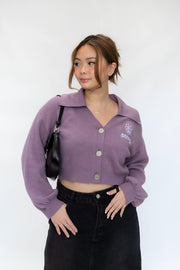 Purple Hoodie Lover Crop Cardigan