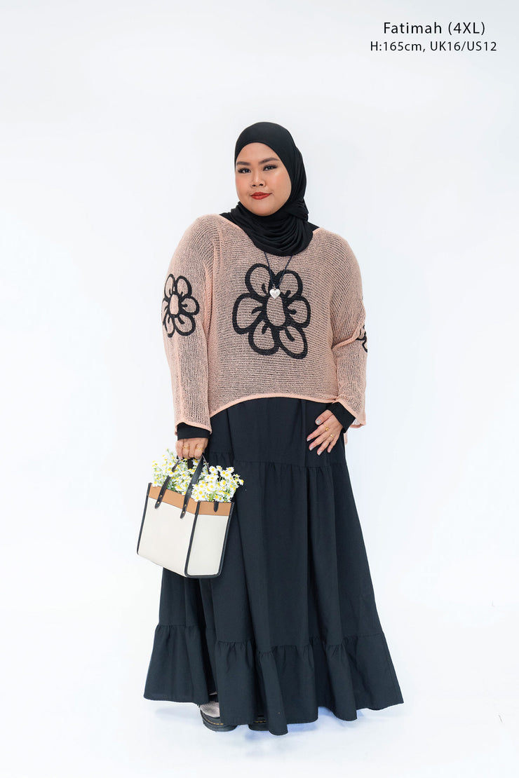 PEACH DAISY MESH SWEATER