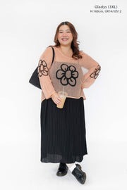 PEACH DAISY MESH SWEATER