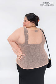 PEACH DAISY MESH SWEATER