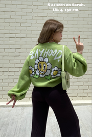 Green Hoodie Daisy Crop Cardigan