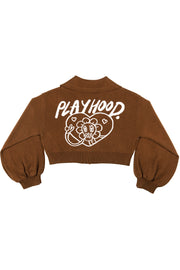 Mocha Hoodie Lover Crop Cardigan