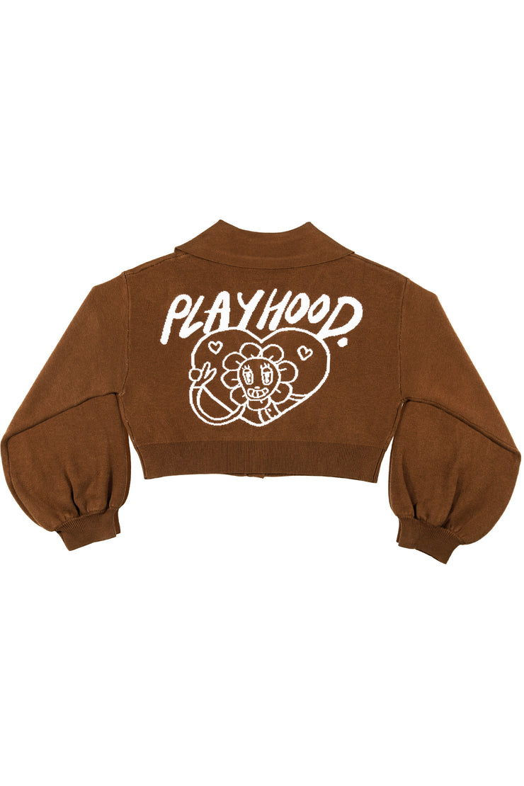 Mocha Hoodie Lover Crop Cardigan