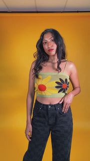 Sunflower Bloom Knit Tube Top