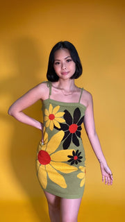 Sunflower Bloom Knit Tube Dress