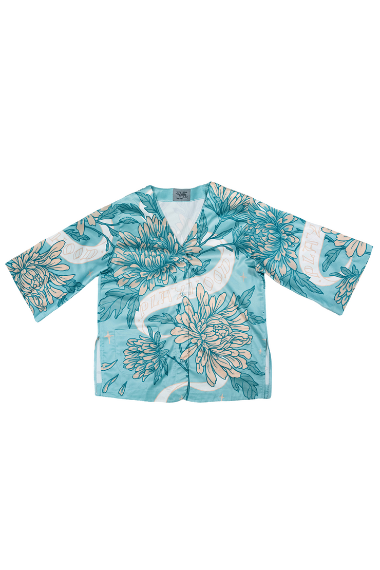 Sky Blue Chrysanthemum Kimono