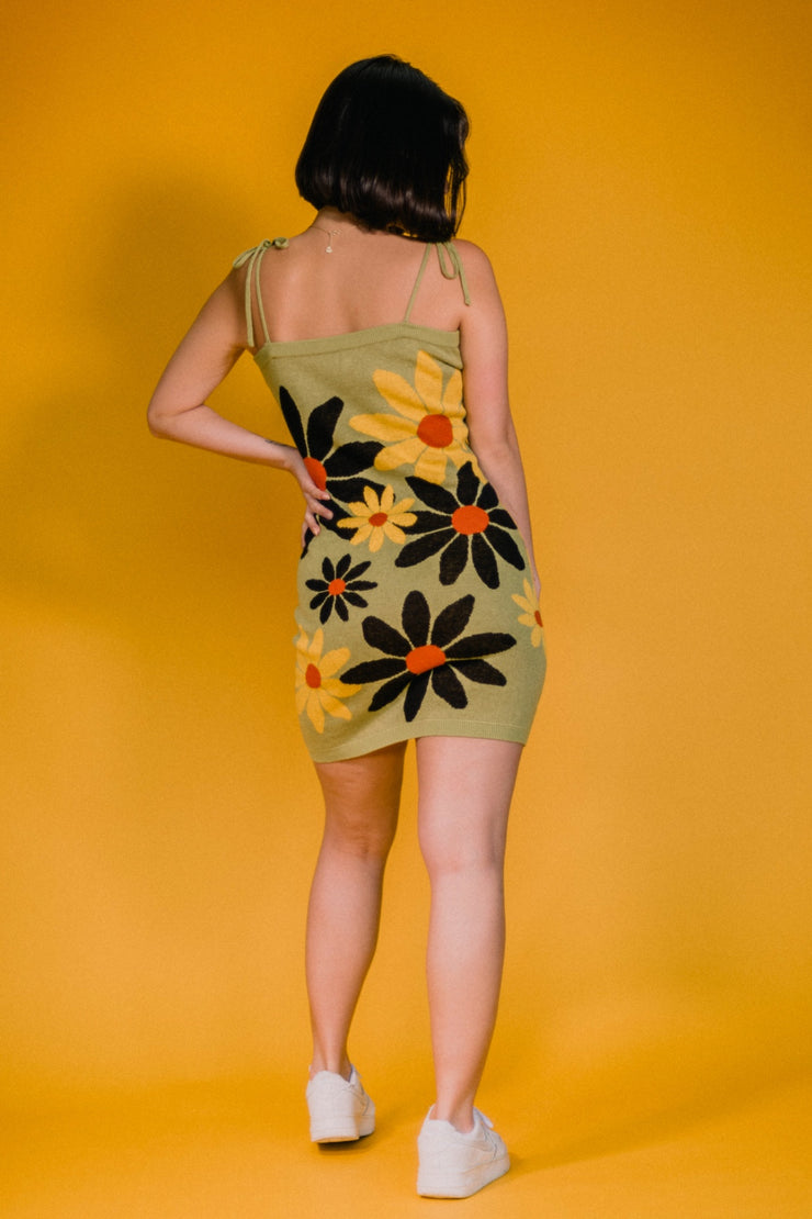 Sunflower Bloom Knit Tube Dress
