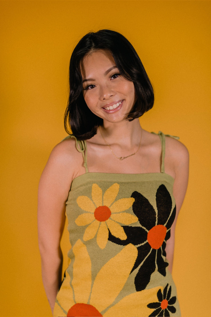 Sunflower Bloom Knit Tube Dress