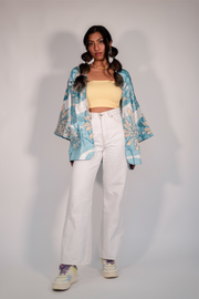 Sky Blue Chrysanthemum Kimono