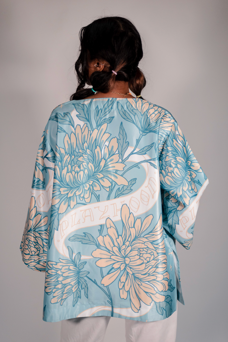 Sky Blue Chrysanthemum Kimono