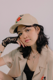 Beige Camellia Baseball Cap