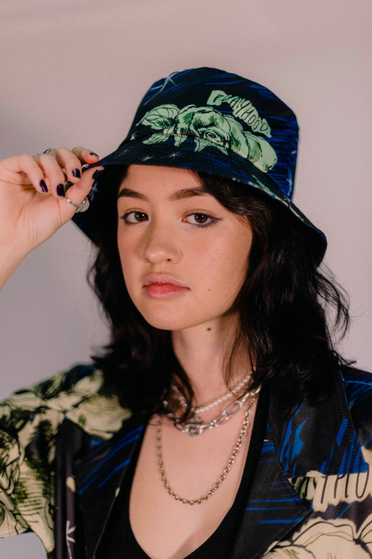 Green Rose Sketch Bucket Hat
