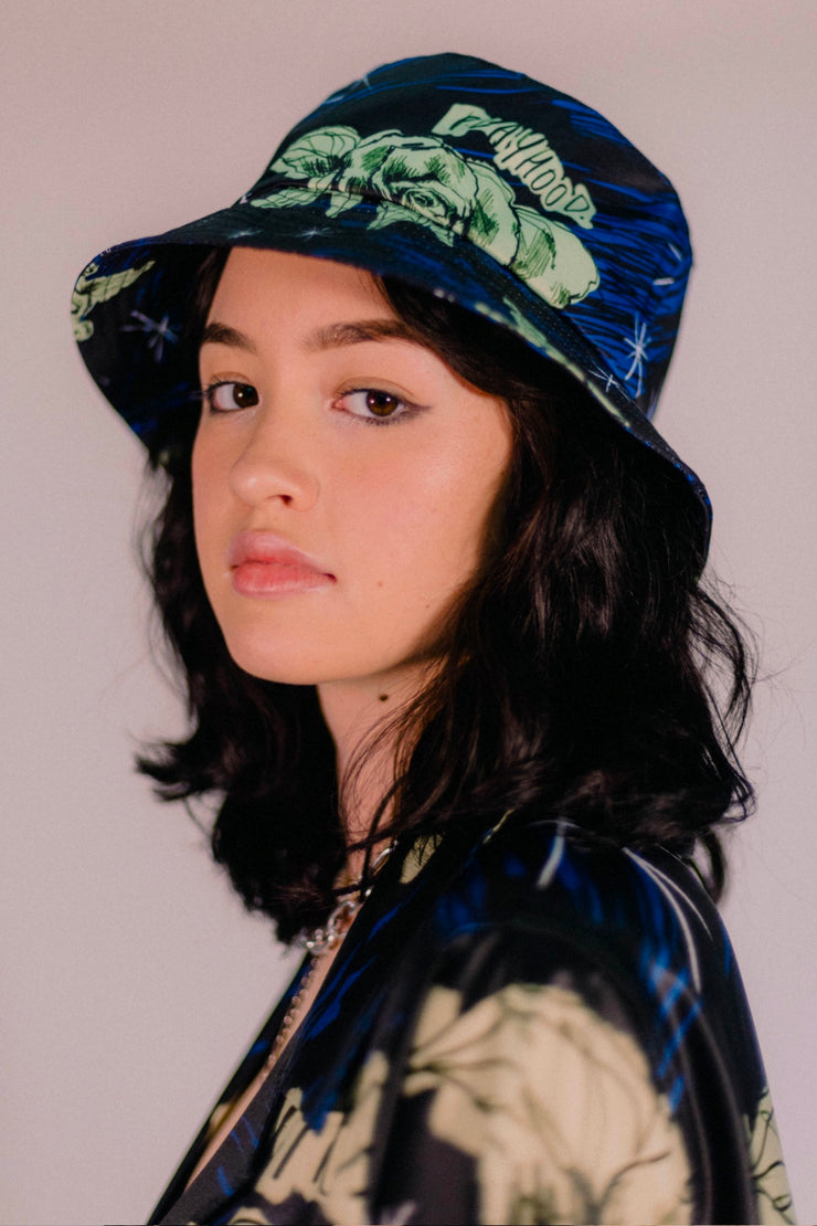 Green Rose Sketch Bucket Hat