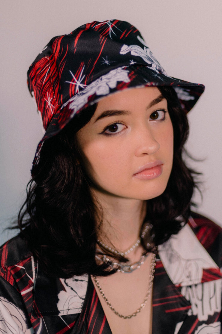Red Rose Sketch Bucket Hat