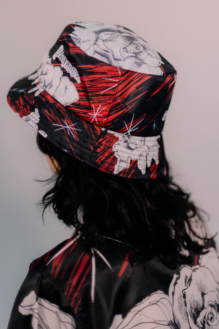 Red Rose Sketch Bucket Hat