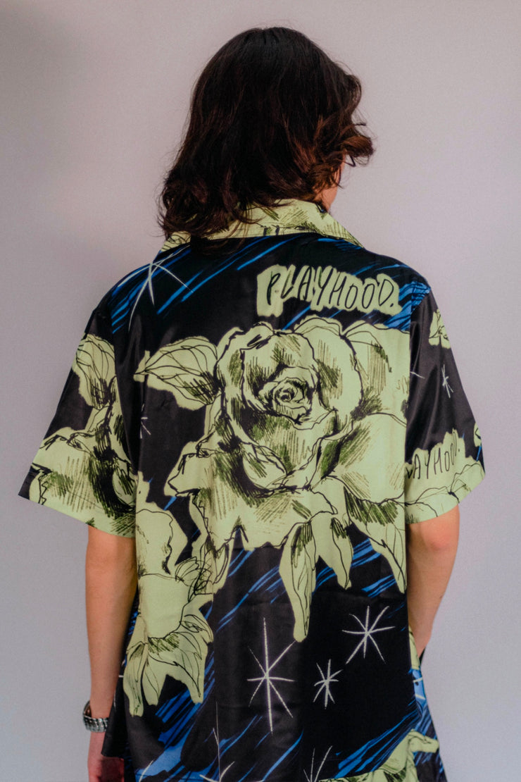 Green Rose Sketch Hawaiian Shirt