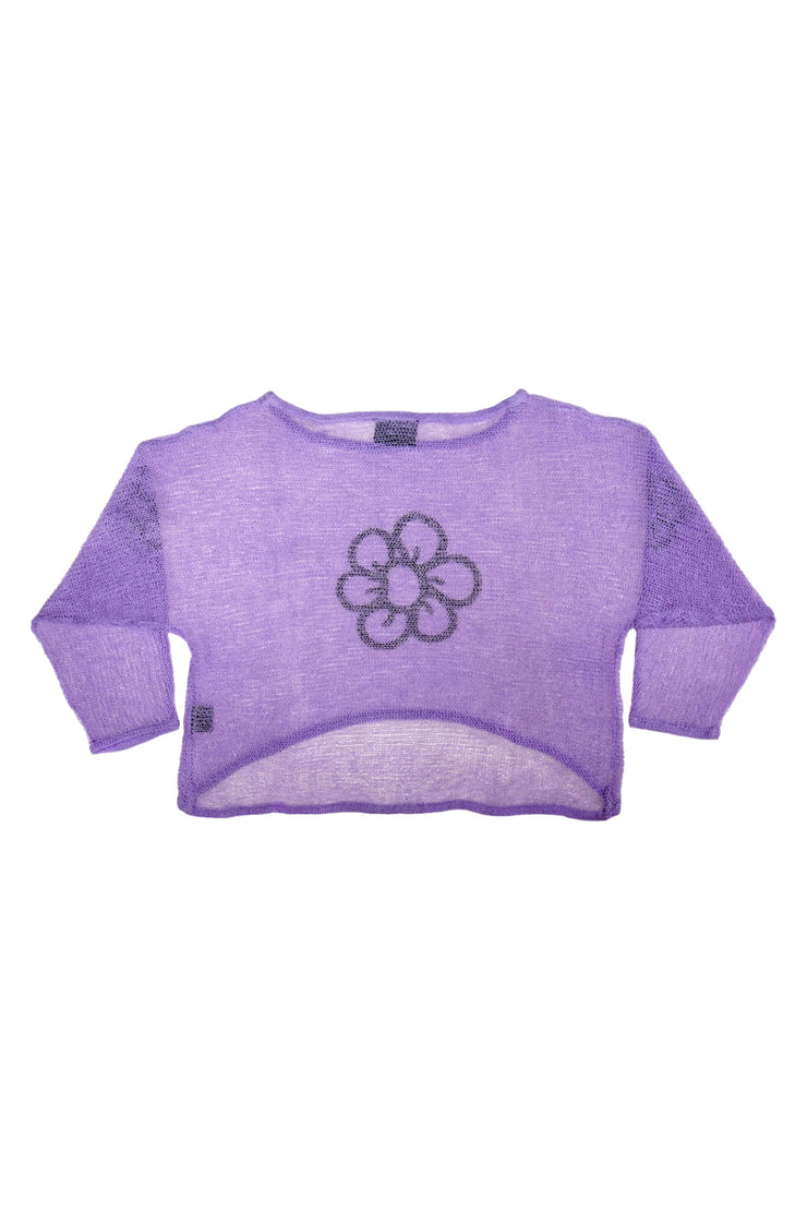 PURPLE DAISY MESH SWEATER