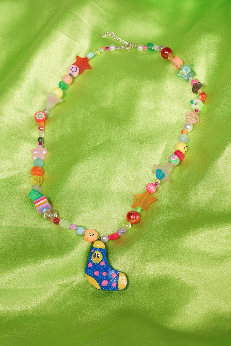 Blue Sock Charm Necklace