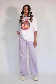 White Peony Blossom Oversized Tee