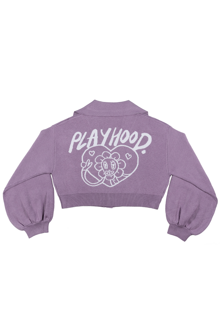 Purple Hoodie Lover Crop Cardigan
