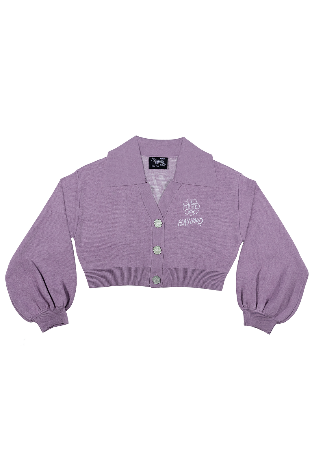 Purple crop cardigan online