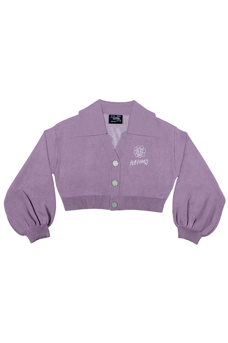 Purple Hoodie Lover Crop Cardigan