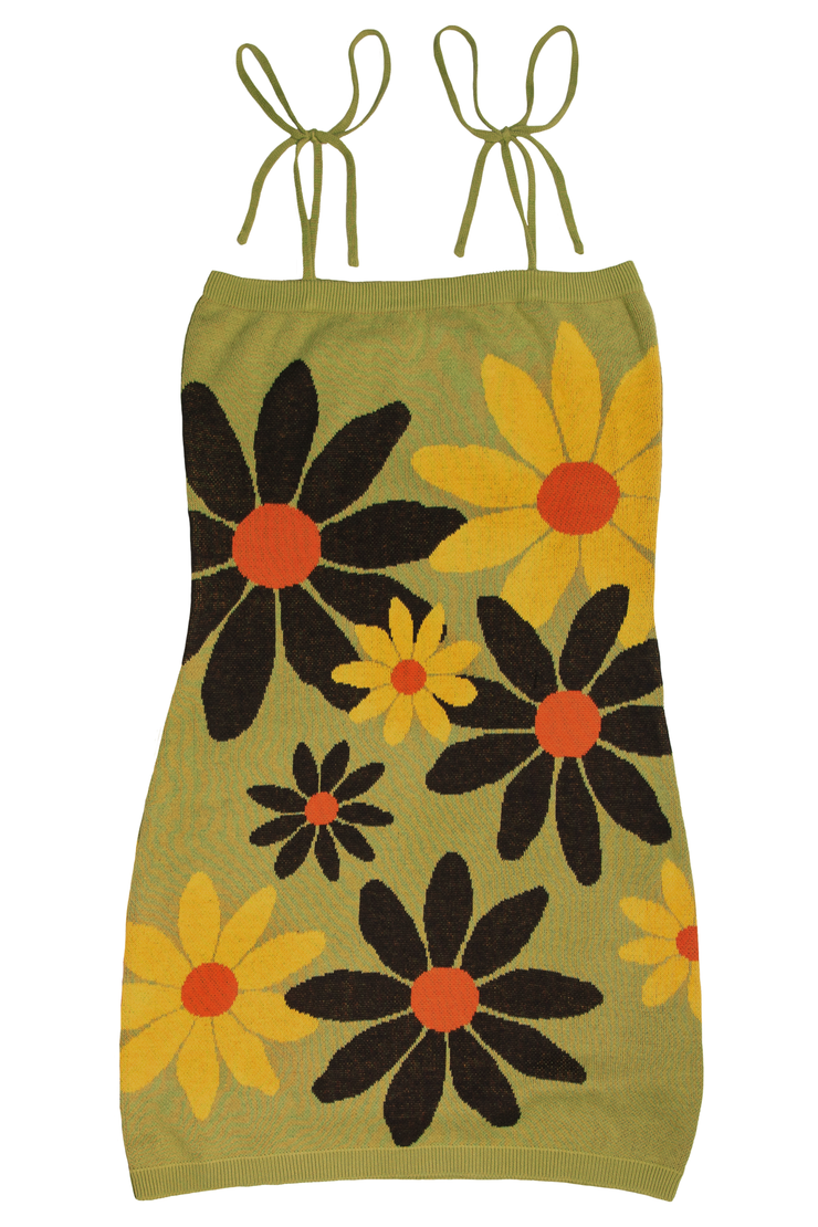 Sunflower Bloom Knit Tube Dress
