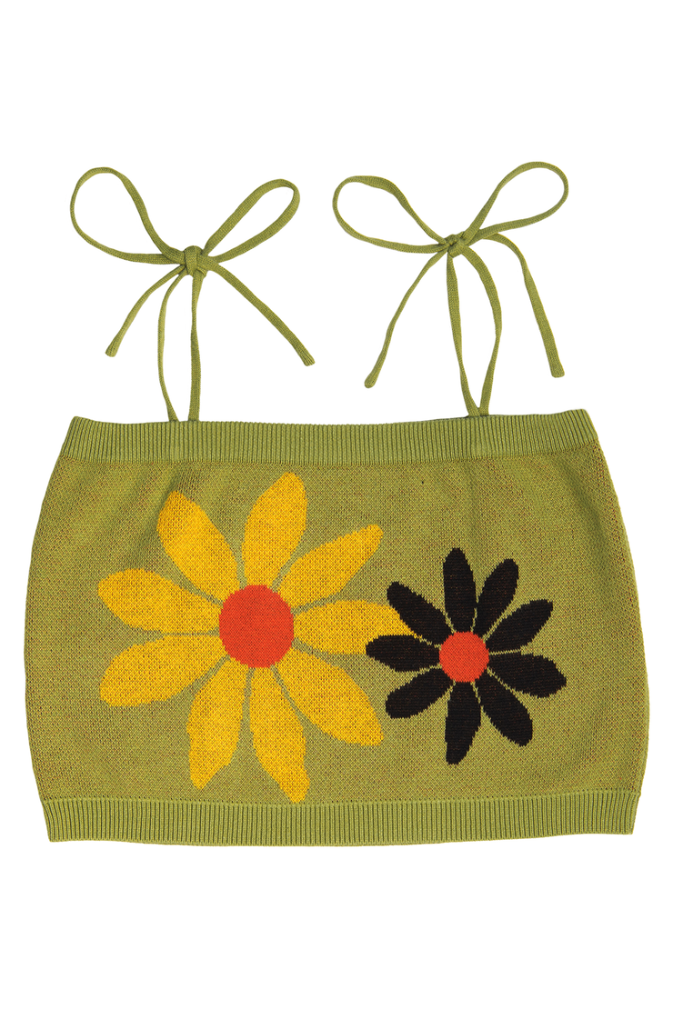 Sunflower Bloom Knit Tube Top