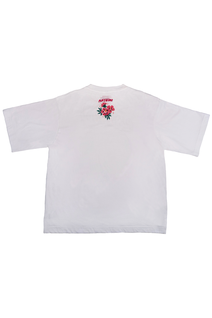 White Peony Blossom Oversized Tee