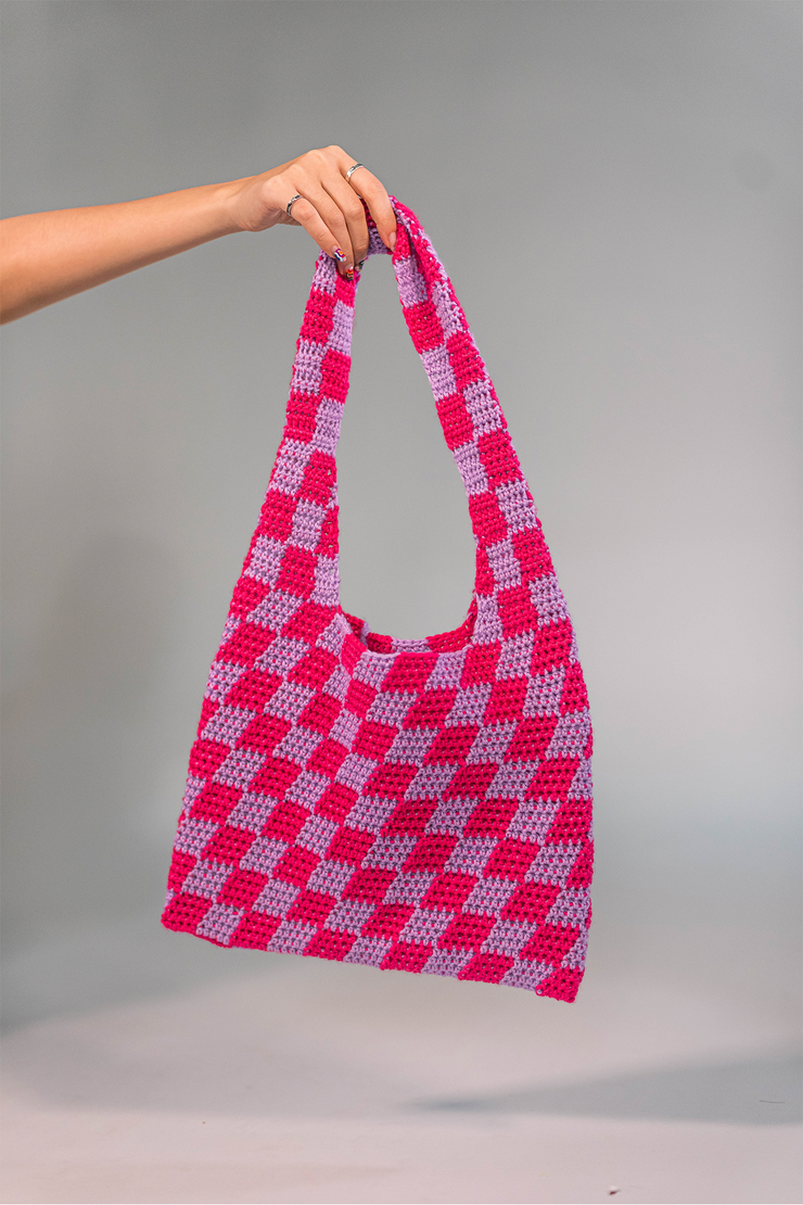 Wisteria Checkerboard Crochet Bag